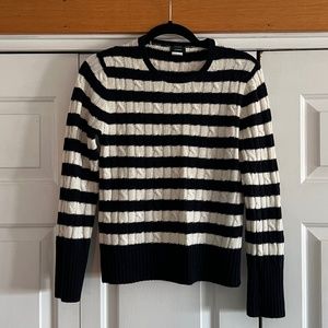 J.Crew Women Black & White Strip Long Sleeve Crew Neck Pullover Sweater
